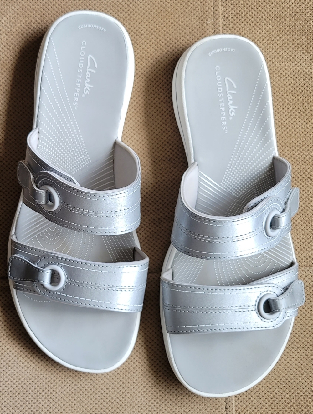 Cloudsteppers By Clarks In Silver        8 1/2